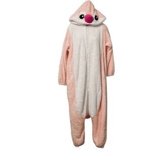 SimZoo Adult Small Penguin One Piece Pajama Costume Cosplay Pink and White Soft